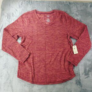 St. Johns Bay Mens LT Classic‎ V-Neck Long Sleeve Top Maroon NWT Cozy Casual